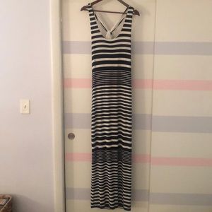 Navy and White Striped Maxi Dress